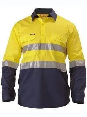 Bisley Workwear 3m Taped Closed Front Cool Lightweight Hi Vis Shirt BSC6896 Work Wear Bisley Workwear